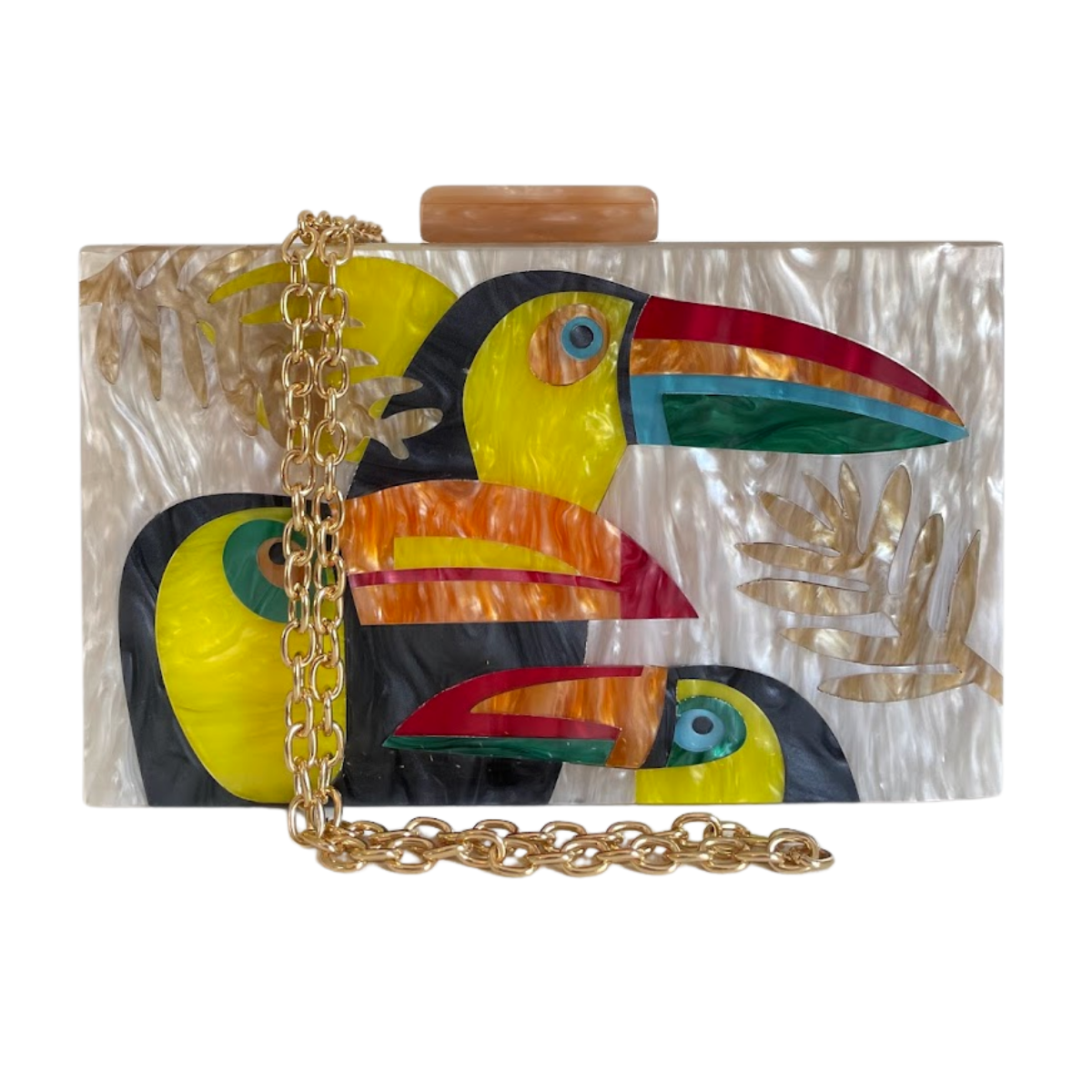 Bolsa Clutch Festa Acrílico Bege Toucan