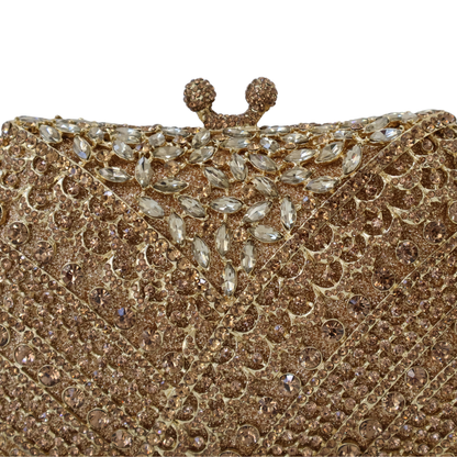 Bolsa Festa Clutch Pedraria Strass Dourada