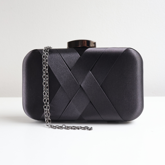 Bolsa de Festa Clutch Cetim Preta