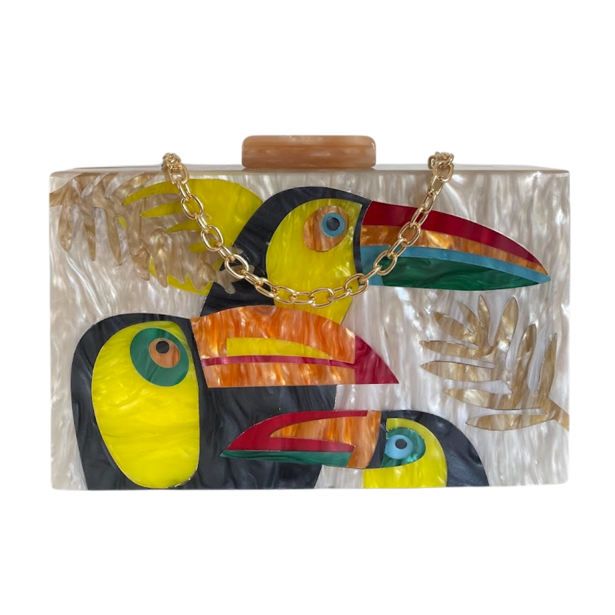 Bolsa Clutch Festa Acrílico Bege Toucan