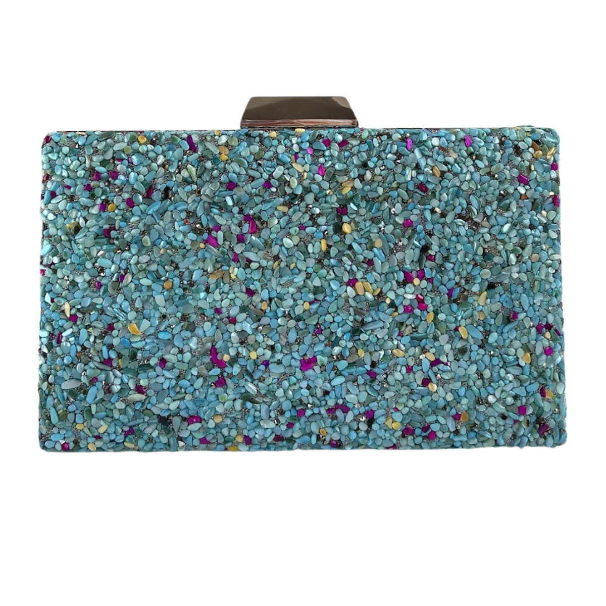 Bolsa de Festa Clutch Pedraria Azul Turquesa