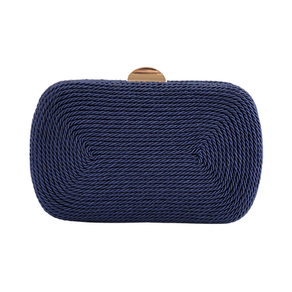 Bolsa de Festa Clutch Corda Trançada Azul Marinho