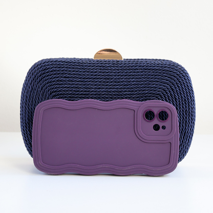 Bolsa de Festa Clutch Corda Trançada Azul Marinho