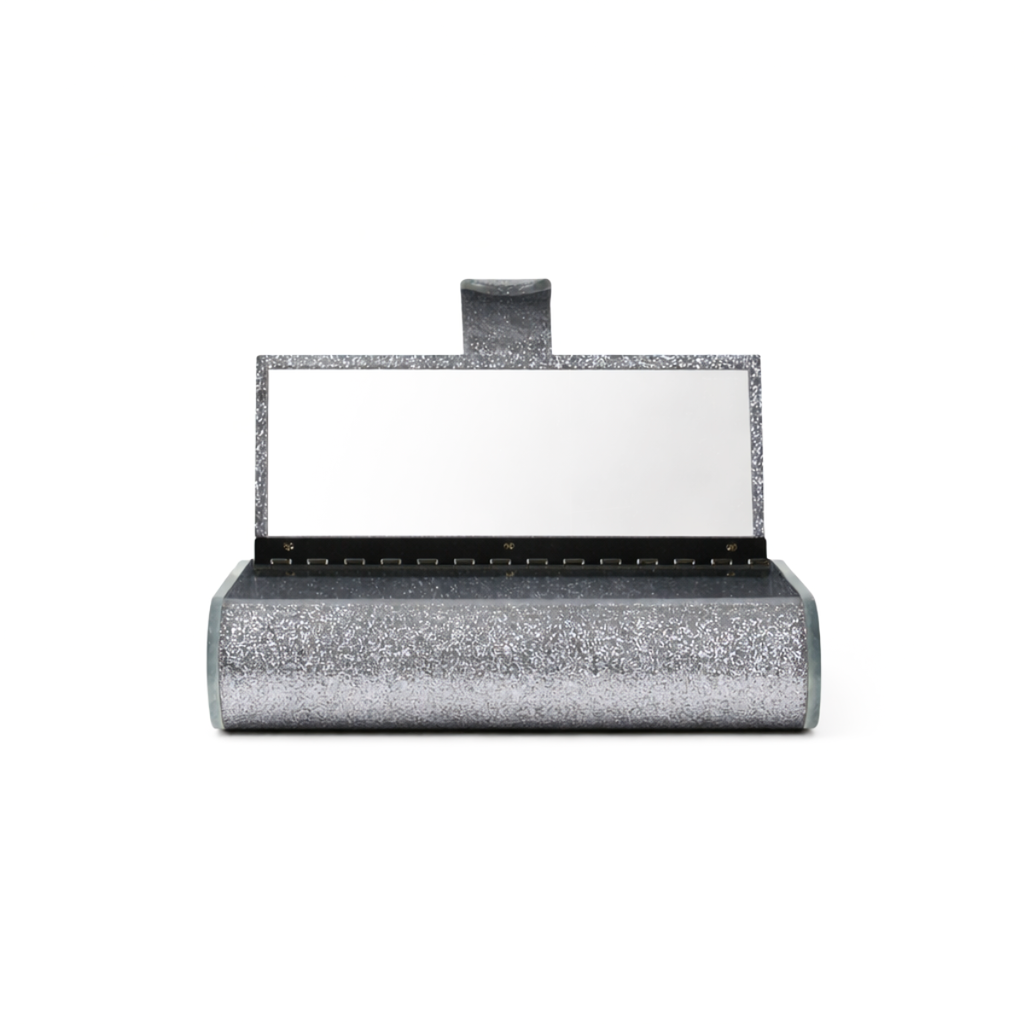 Bolsa de Mão Clutch com Espelho Acrílico Prateada