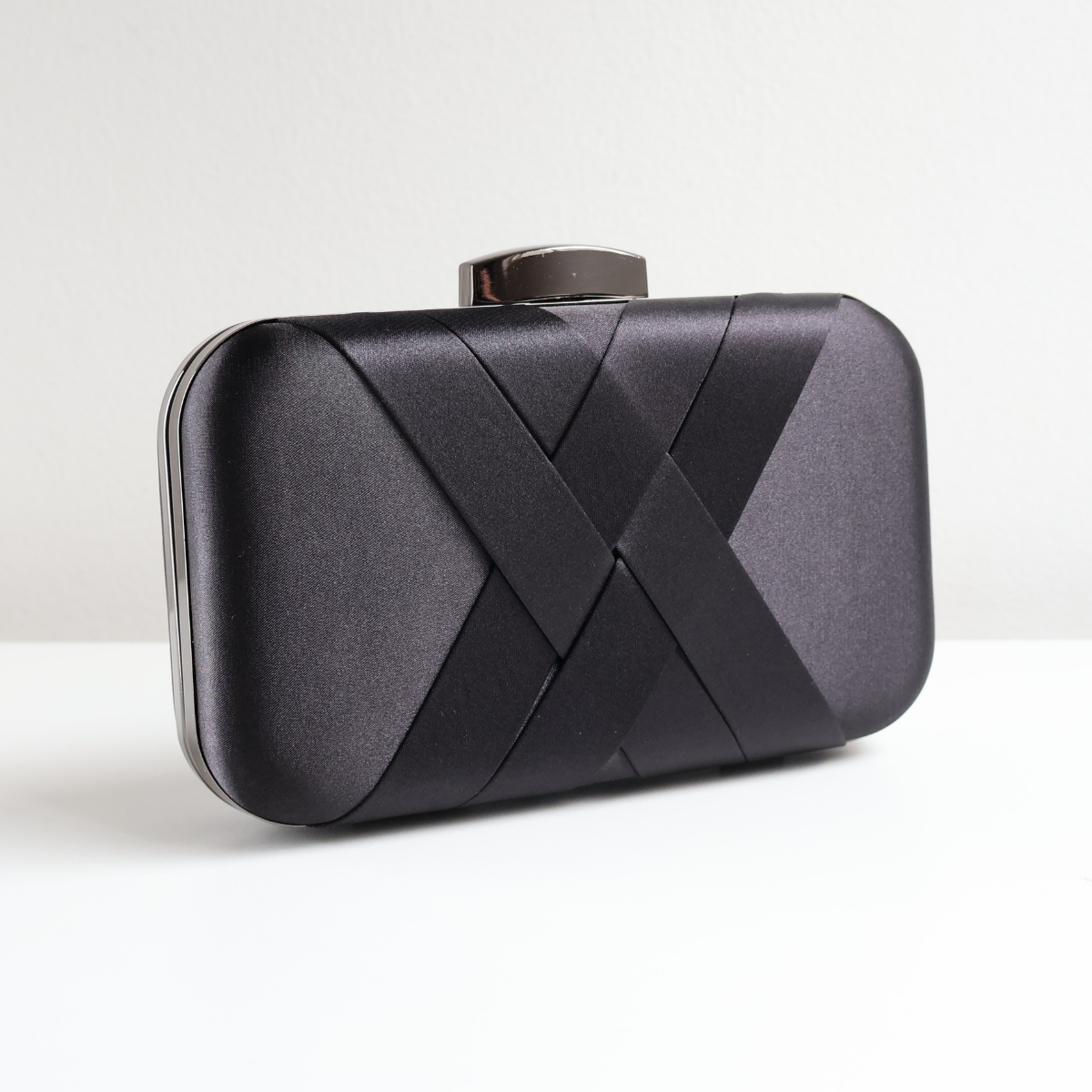 Bolsa de Festa Clutch Cetim Preta