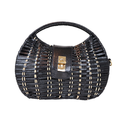 Bolsa de Mão Cesto em Vime Preta
