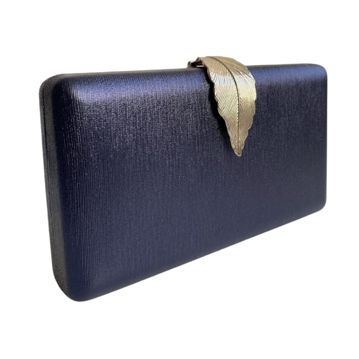 Bolsa Festa Clutch Metalizada Fecho de Folha Azul