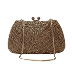 Bolsa Festa Clutch Pedraria Strass Dourada
