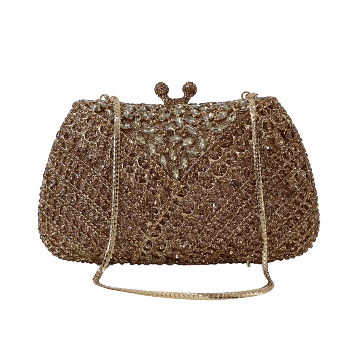 Bolsa Festa Clutch Pedraria Strass Dourada