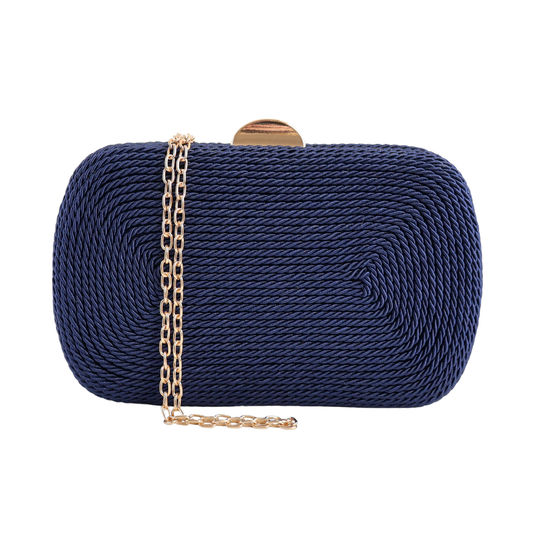 Bolsa de Festa Clutch Corda Trançada Azul Marinho