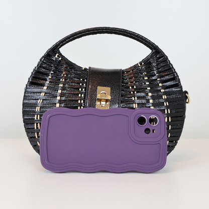 Bolsa de Mão Cesto em Vime Preta