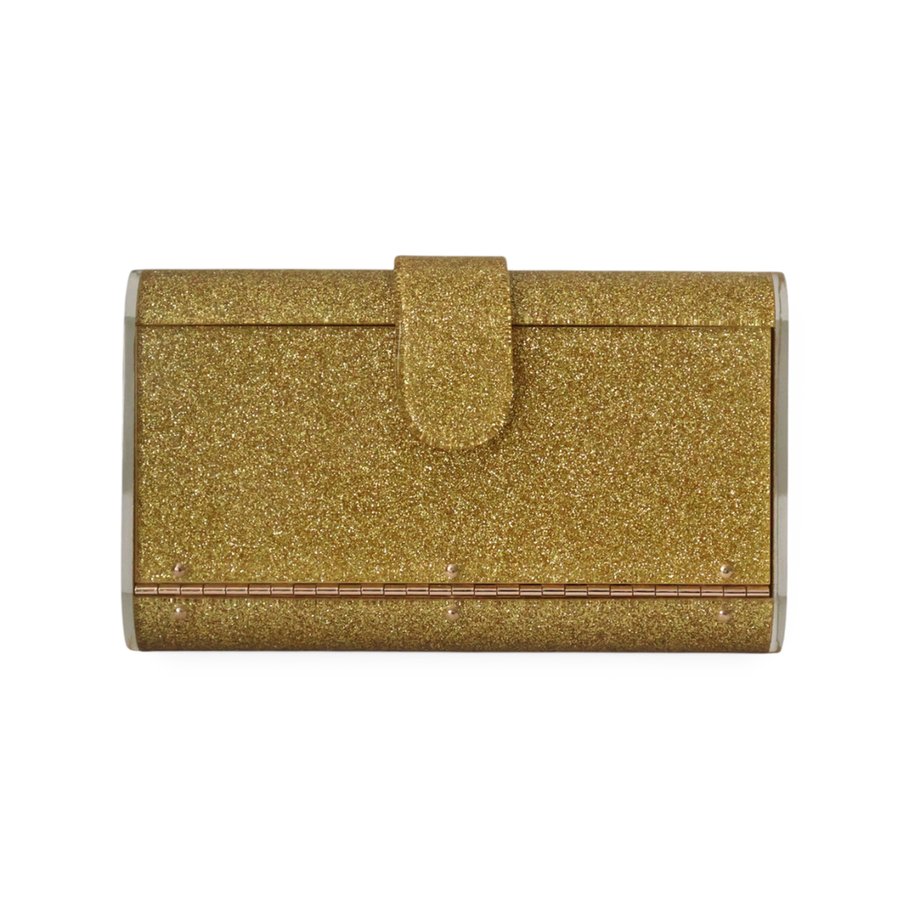Bolsa de Festa Clutch com Espelho Acrílico Dourada