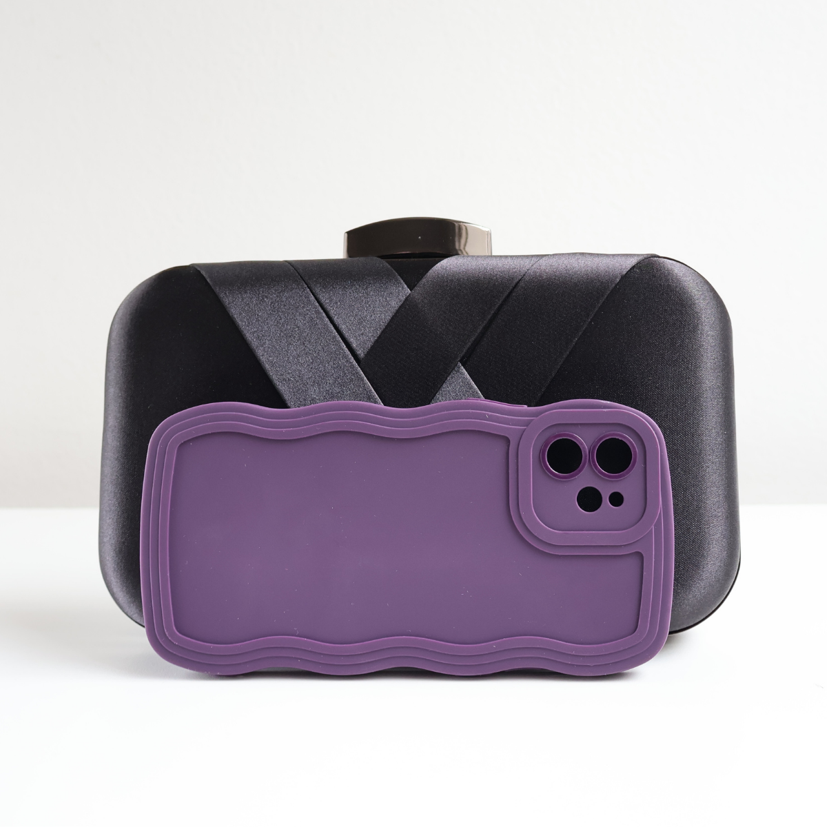 Bolsa de Festa Clutch Cetim Preta