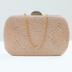 Bolsa de Festa Clutch Corda Trançada Bege