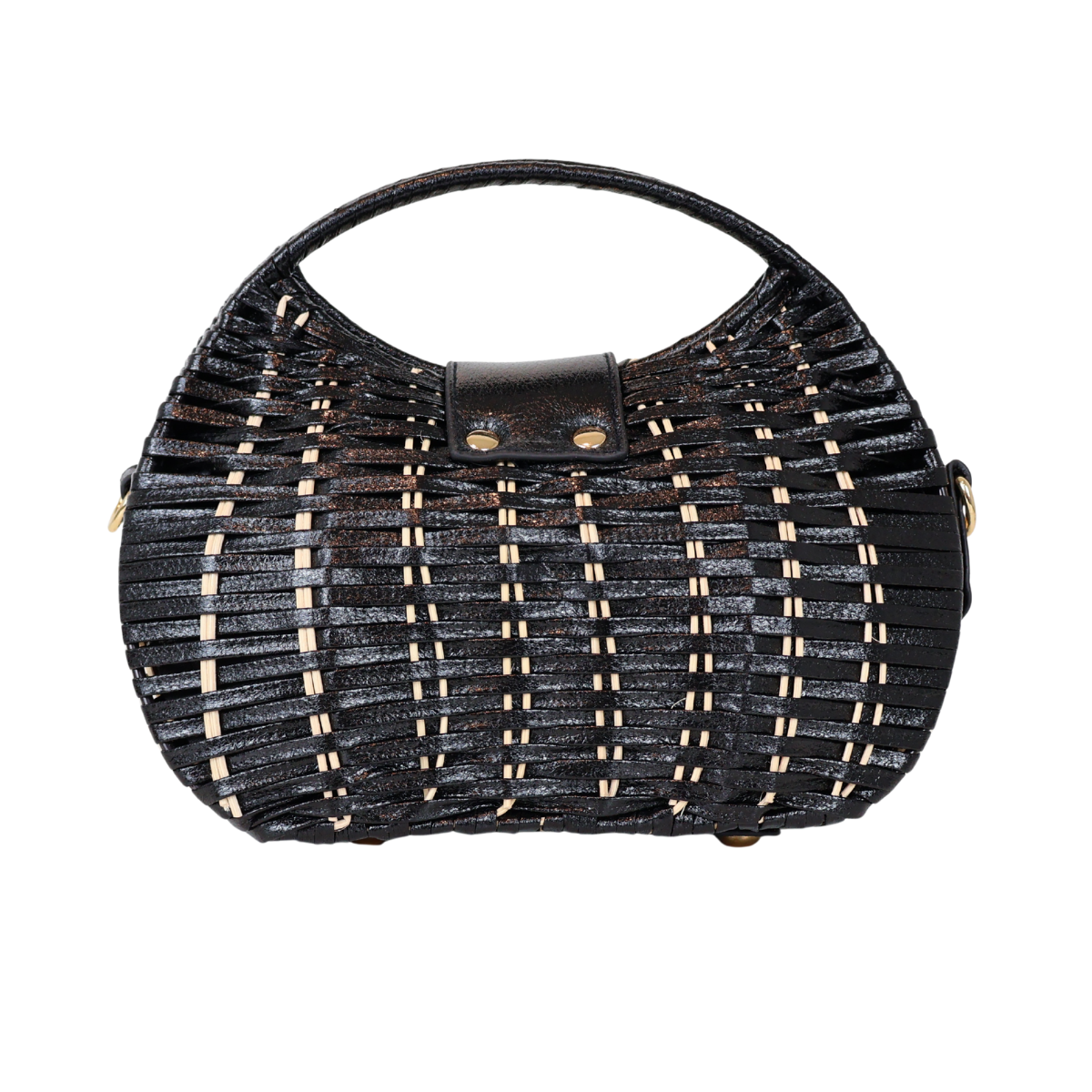 Bolsa de Mão Cesto em Vime Preta