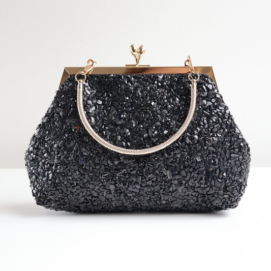 Bolsa Festa Clutch Pouch Pedraria Preta