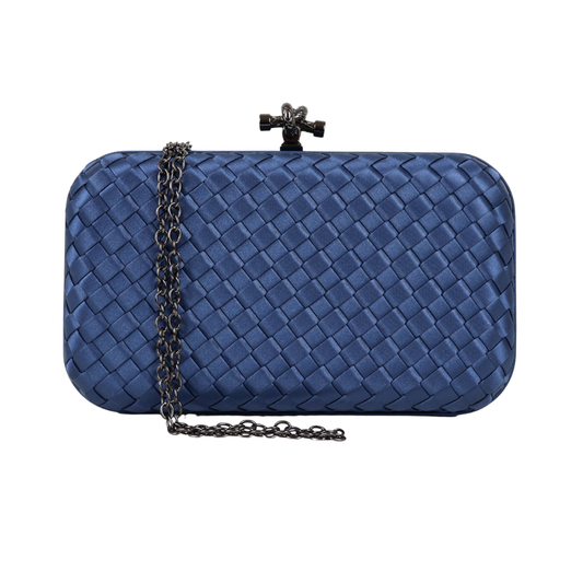 Bolsa Clutch Festa Tressê Cetim Inspired Média Azul Marinho