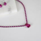 Kit Colar e Brinco Rosa