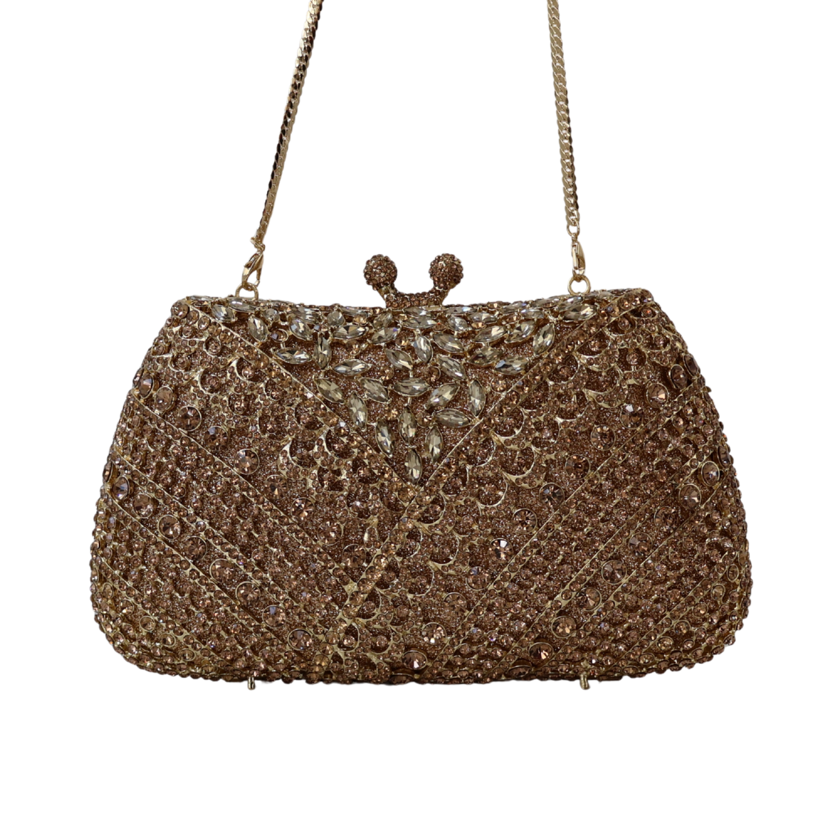 Bolsa Festa Clutch Pedraria Strass Dourada