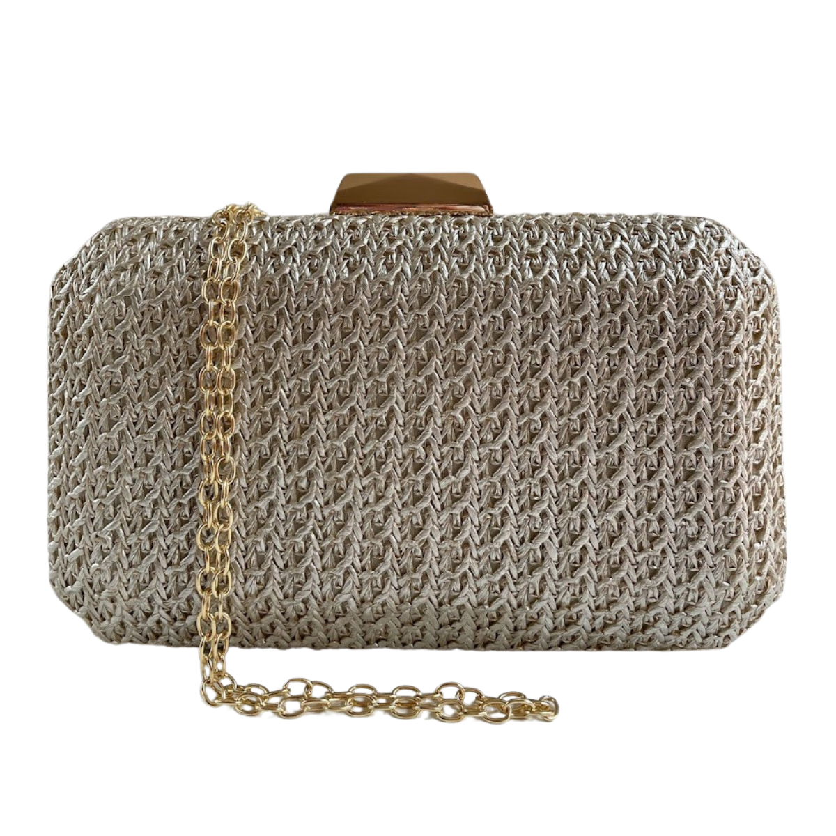 Bolsa Festa Clutch Palha Dourada