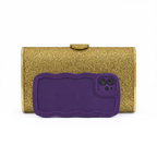 Bolsa de Festa Clutch com Espelho Acrílico Dourada