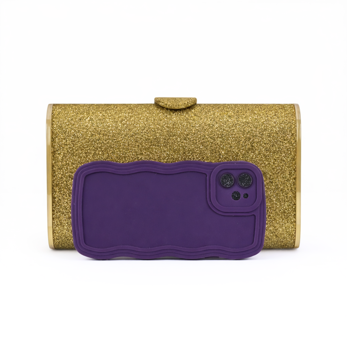 Bolsa de Festa Clutch com Espelho Acrílico Dourada