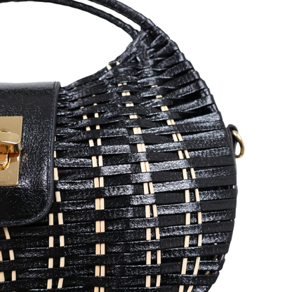 Bolsa de Mão Cesto em Vime Preta