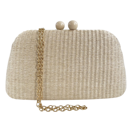 Bolsa Festa Clutch Palha Bege Claro