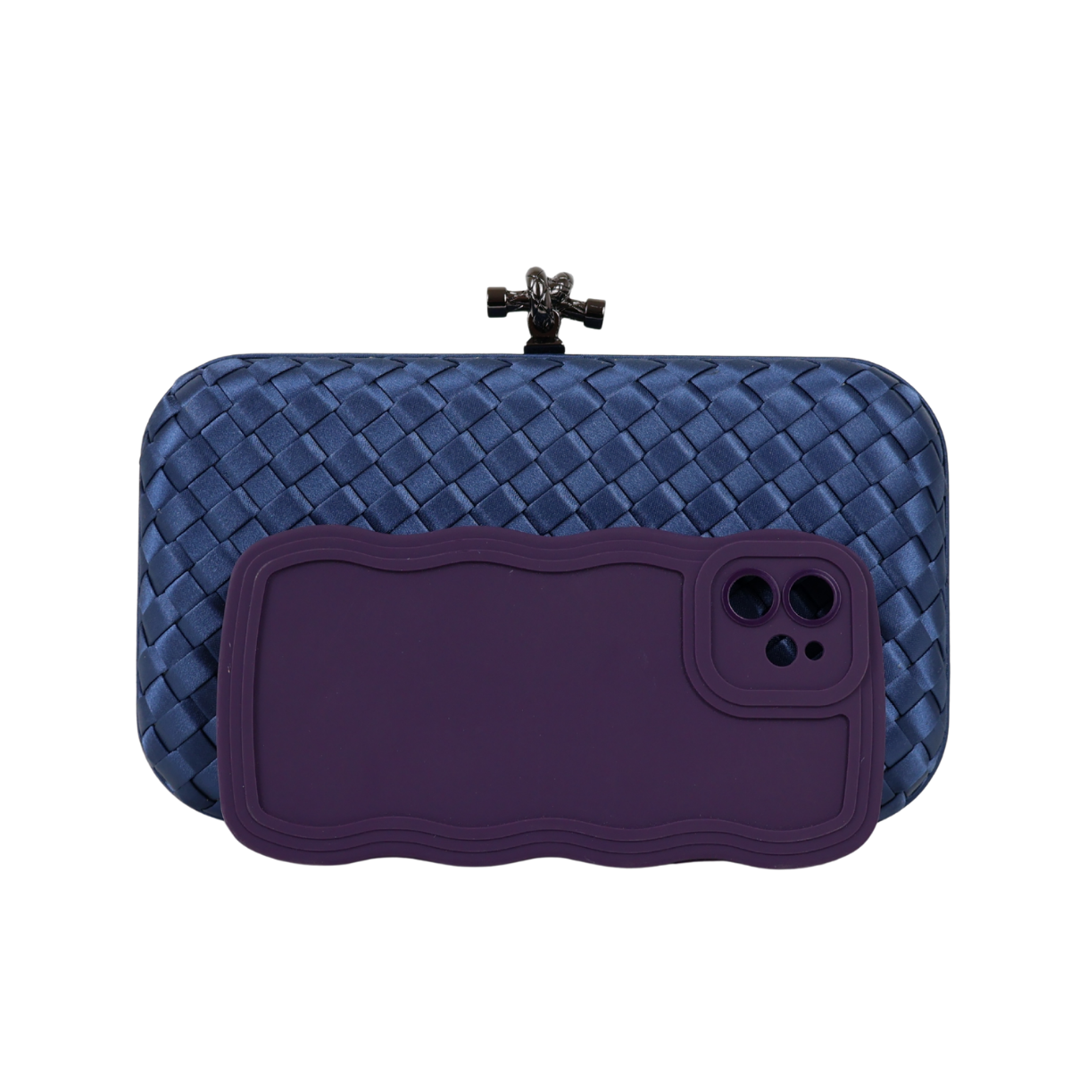 Bolsa Clutch Festa Tressê Cetim Inspired Média Azul Marinho