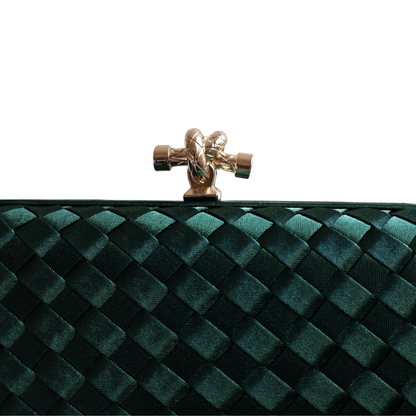 Clutch Tressê Cetim Inspired Pequena Verde