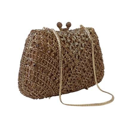Bolsa Festa Clutch Pedraria Strass Dourada