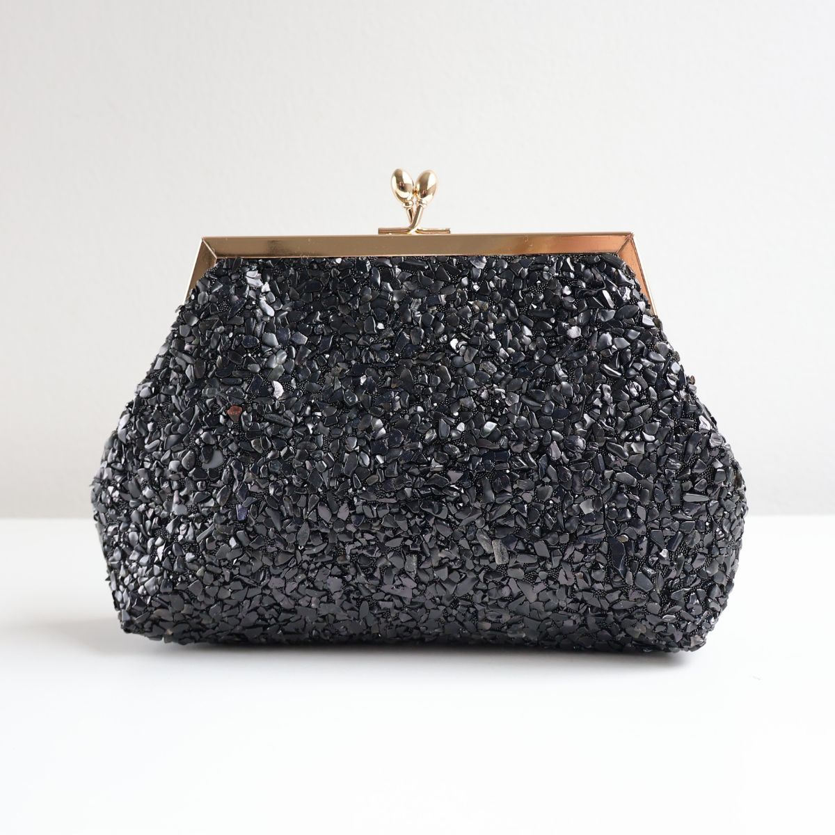 Bolsa Festa Clutch Pouch Pedraria Preta