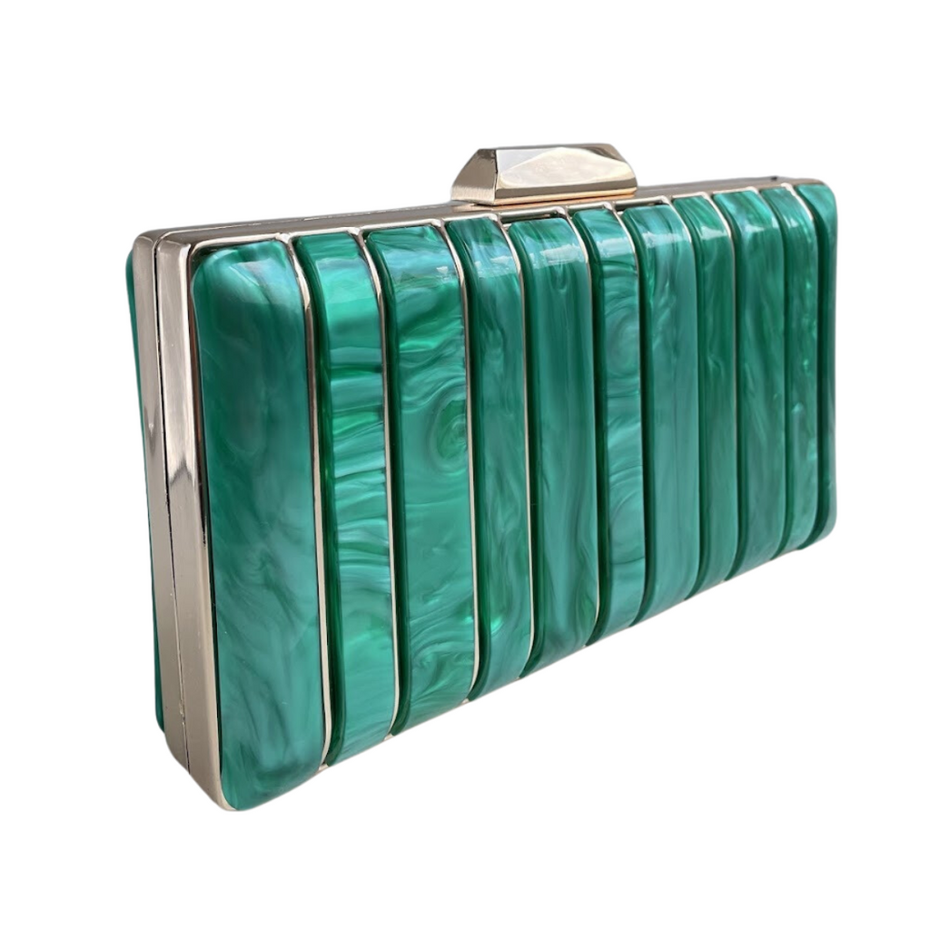 Bolsa de Festa Clutch Acrílico e Metal Verde