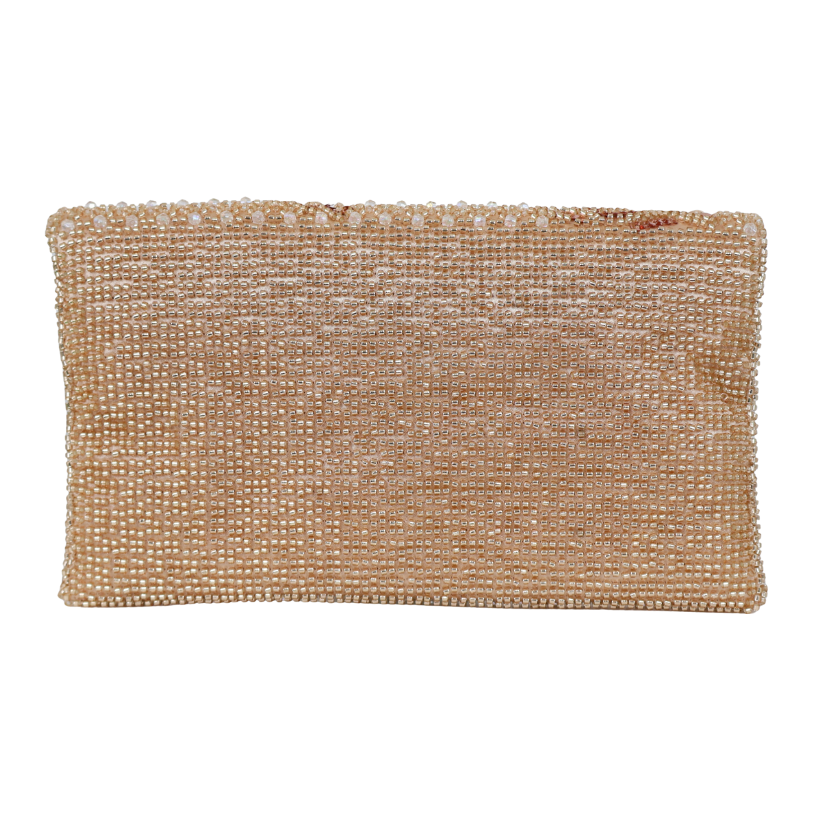 Bolsa Carteira Envelope de Bordada Vidrilhos Champagne
