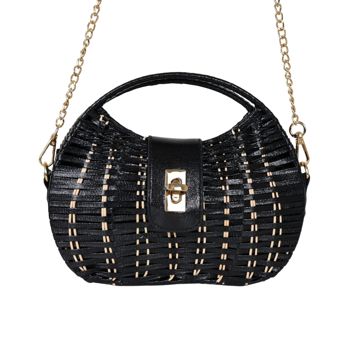 Bolsa de Mão Cesto em Vime Preta