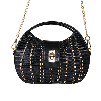 Bolsa de Mão Cesto em Vime Preta