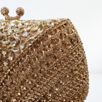 Bolsa Festa Clutch Pedraria Strass Dourada