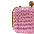 Bolsa de Festa Clutch Madeira e Palha Rosa Bebê - ReUse
