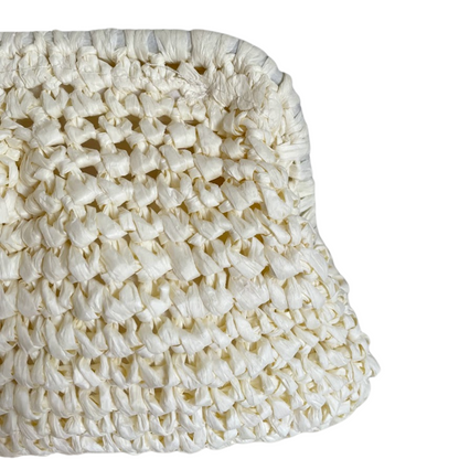 Bolsa de Praia Festa Clutch Palha Sintética Off White