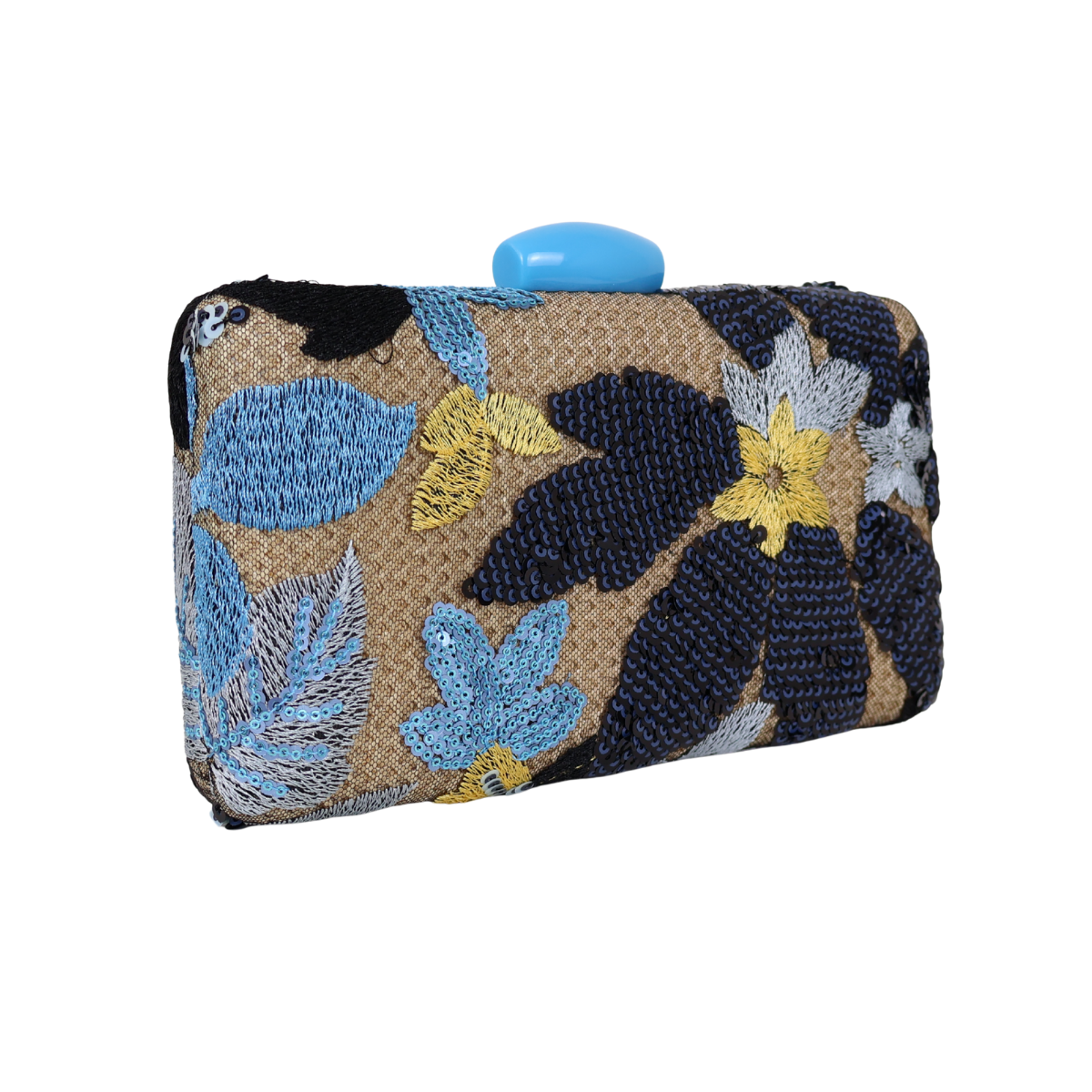 Bolsa Clutch Festa Bordada Flores Azul