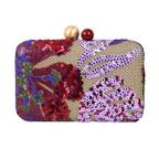 Bolsa Clutch Festa Bordada Flores Roxa