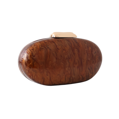 Bolsa Clutch Festa Acrílico Oval Marrom
