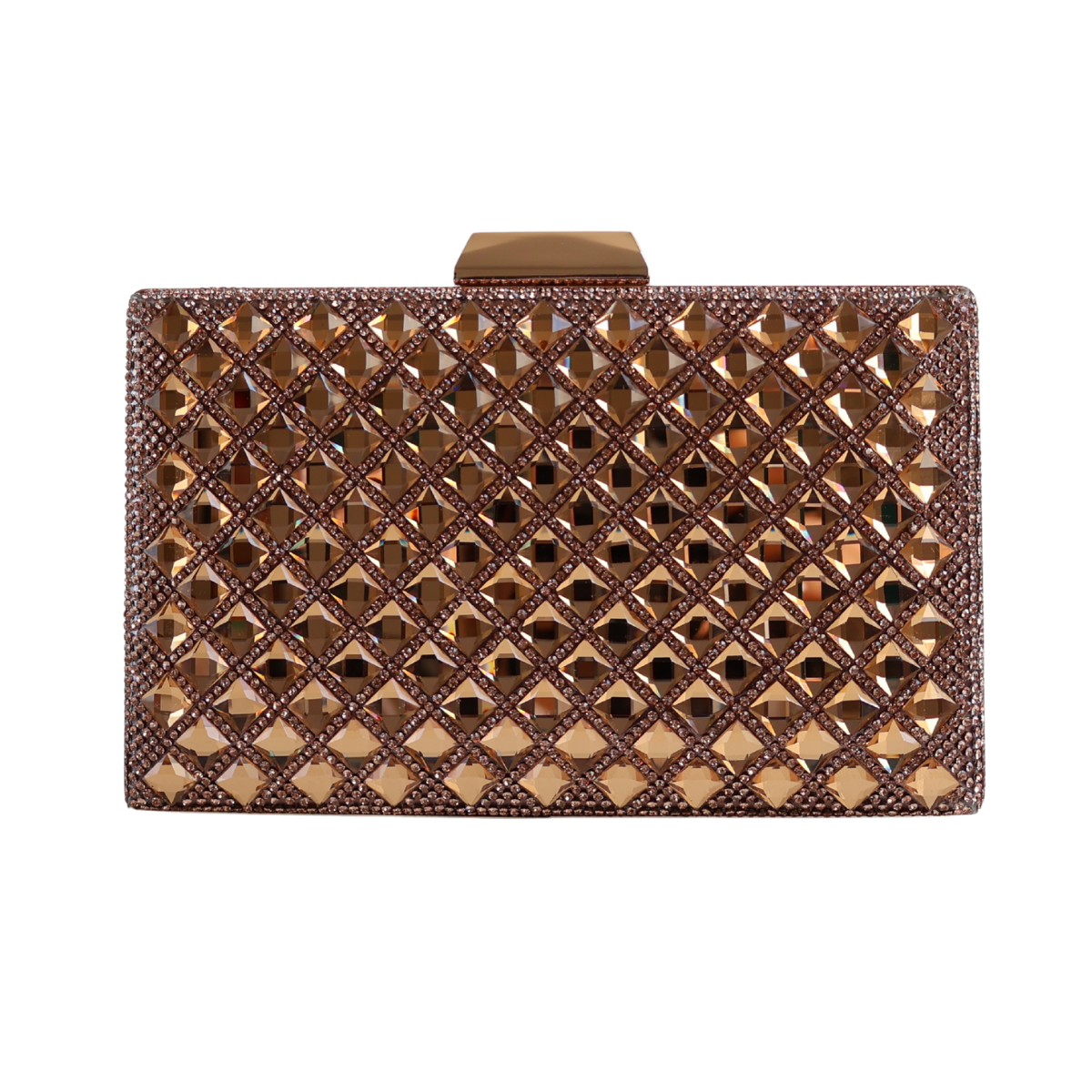 Bolsa Festa Clutch Pedraria Strass Dourada Escuro