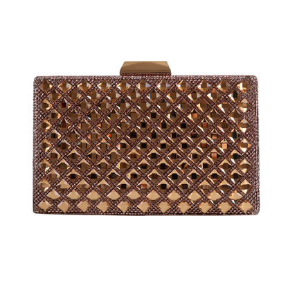 Bolsa Festa Clutch Pedraria Strass Dourada Escuro