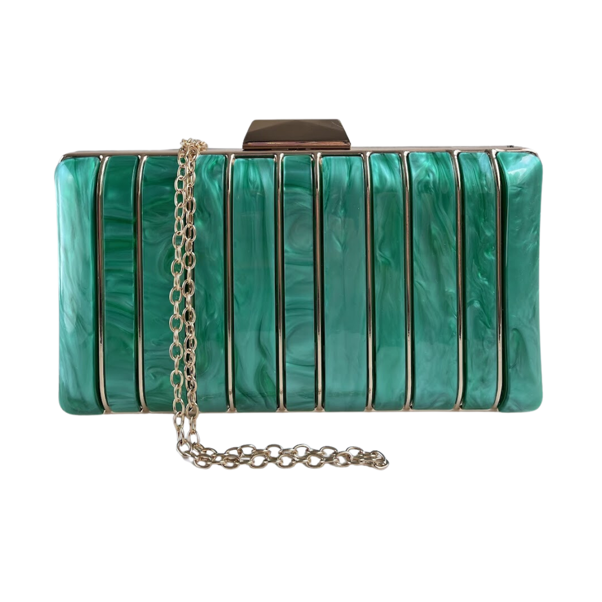 Bolsa de Festa Clutch Acrílico e Metal Verde