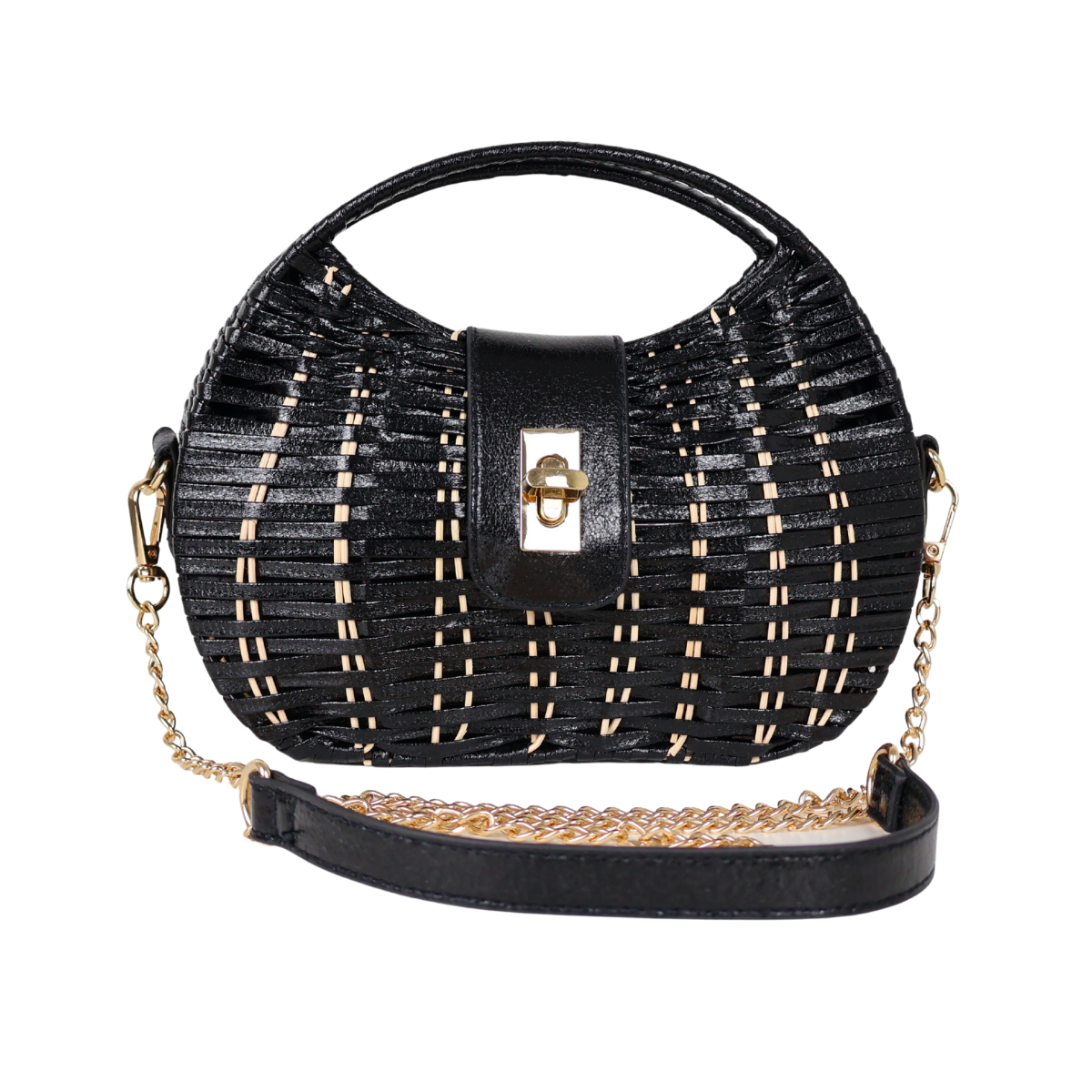 Bolsa de Mão Cesto em Vime Preta