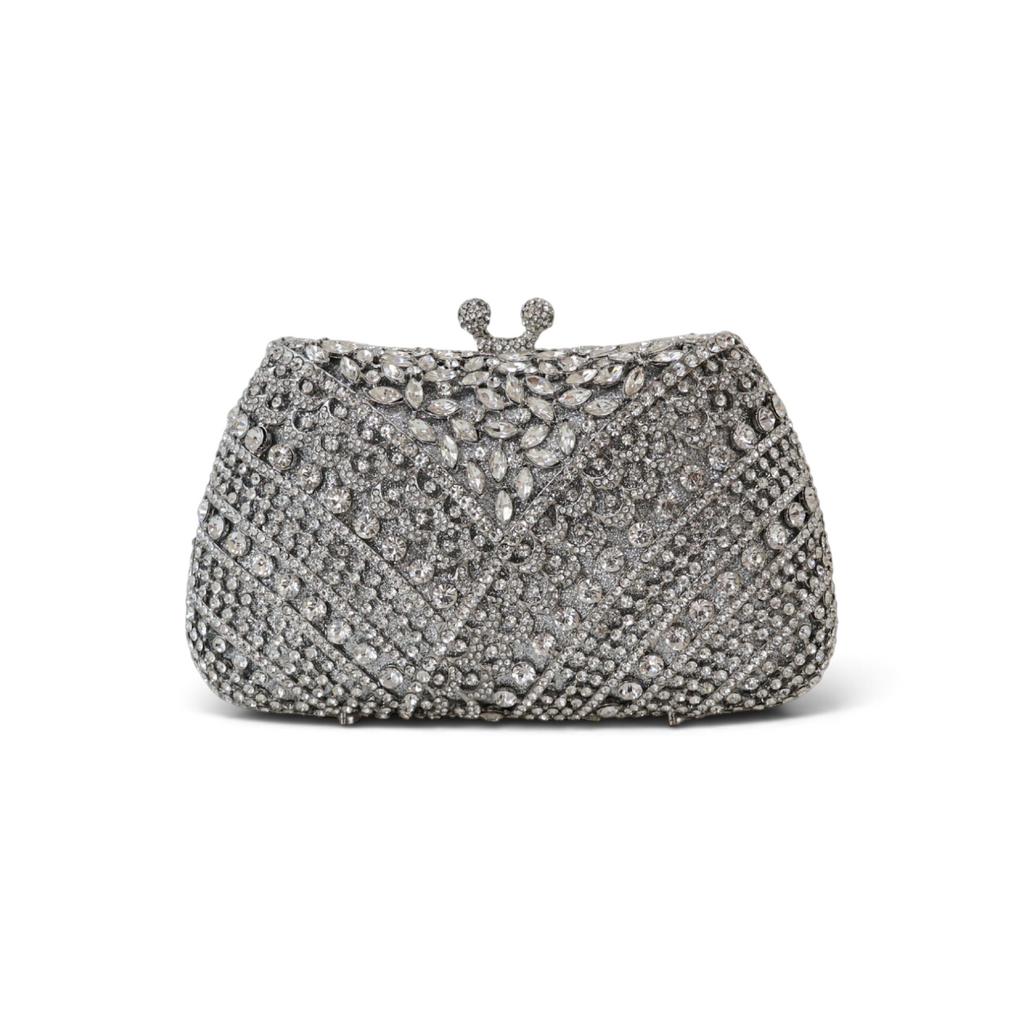 Bolsa Festa Clutch Pedraria Strass Prata