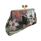 Bolsa Pouch Festa Clutch Flores Bordadas Verde Claro