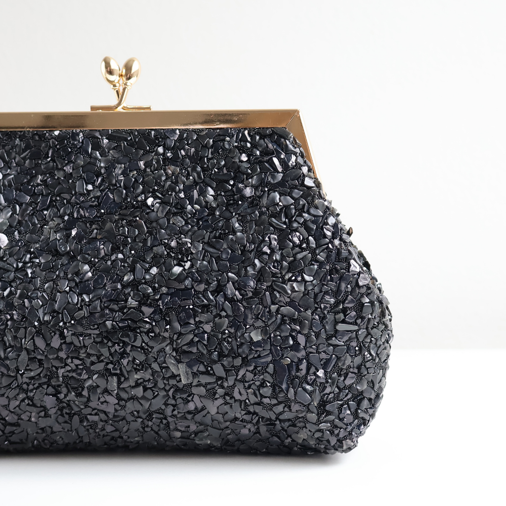 Bolsa Festa Clutch Pouch Pedraria Preta