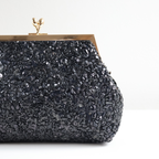Bolsa Festa Clutch Pouch Pedraria Preta